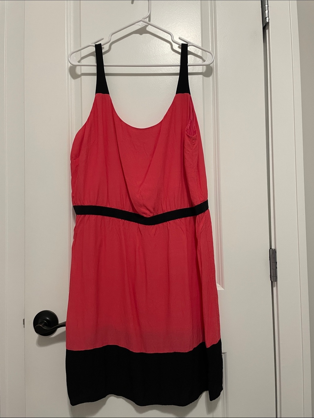 LOFT Coral Pink and Black Sleeveless Midi Dress